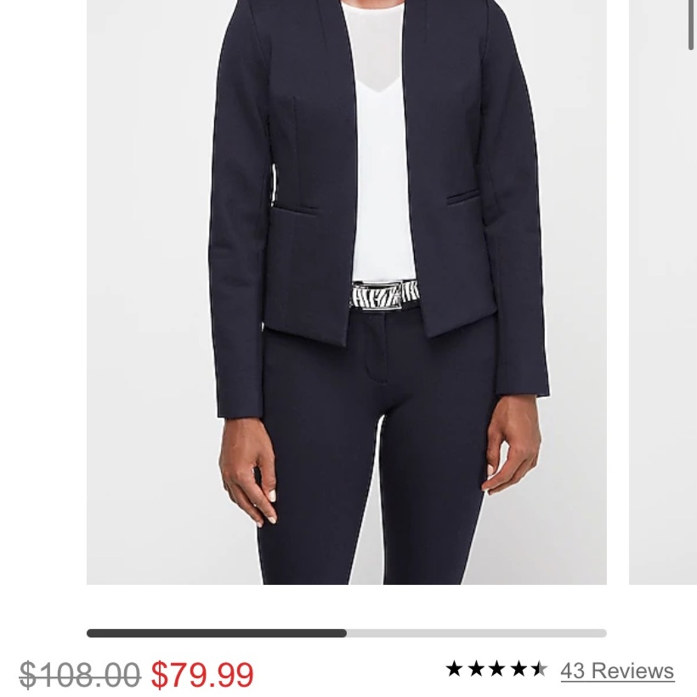 Express Inverted Collar Navy Modern Blazer